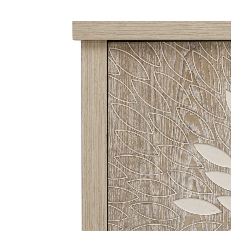 4 Door Carved Storage Cabinet, Multifunctional Wooden Sideboard Cabinet, Accent Cabinet with Adjustable Shelves & Support Feet