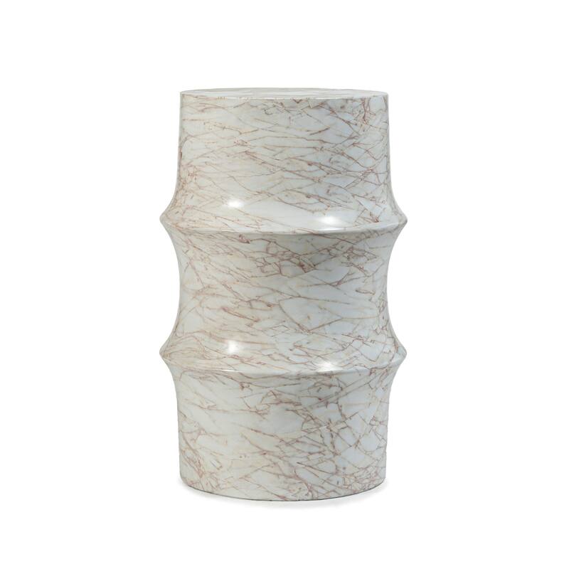Grover Outdoor Faux Stone Sculptural Side Table - White