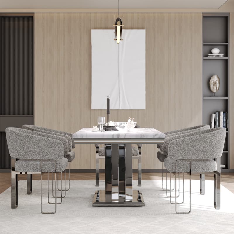 Luxury Dining Room Table Set with Armrest Dining Chairs