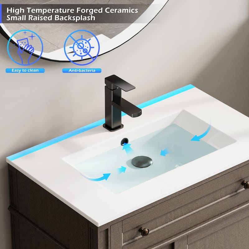 Retro Bathroom Vanity W/ Drop in Sink Combo Cabinet Set
