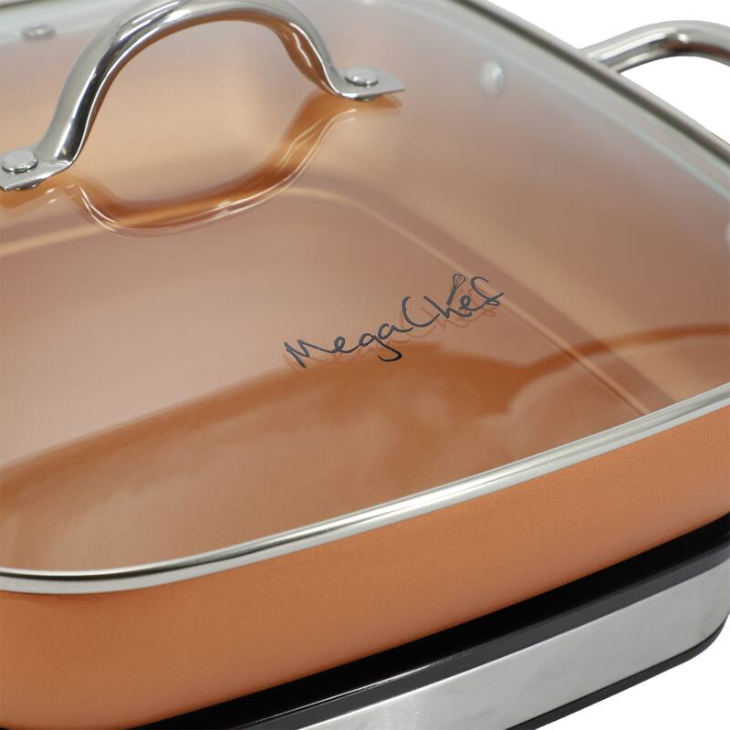 11.81 Inch Copper Coating Nonstick Electric Skillet with Temperature Control