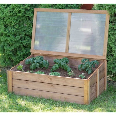 Tierra Garden Wooden Cold Frame 39.4"W x 23.6"D x 15.4"H - 39.4"W x 23.6"D x 15.4"H