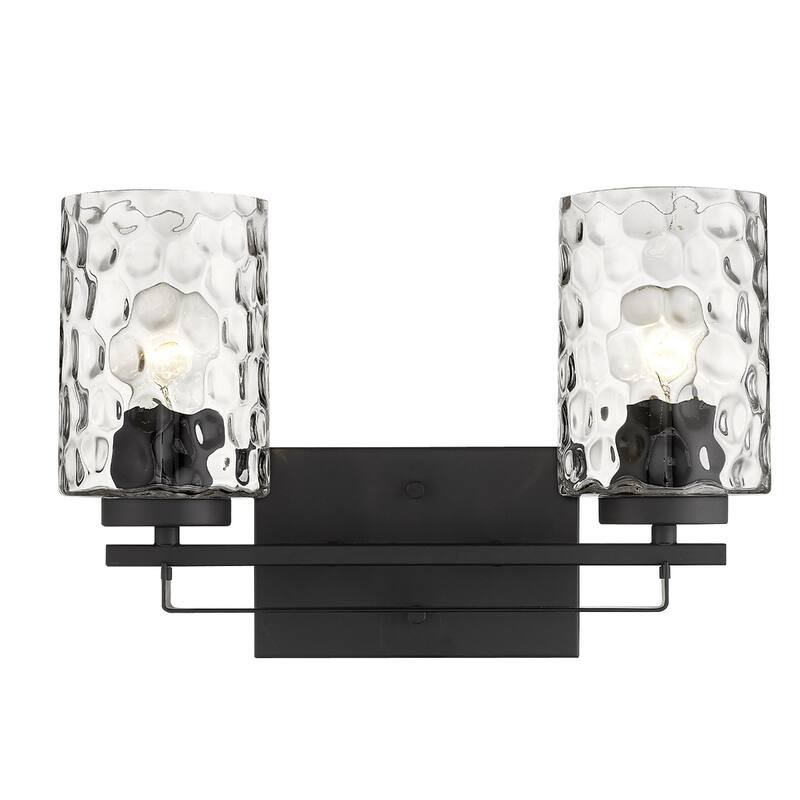 Hardwired Double Light Wall Sconce with Dimmable Steel Fixture and Clear Glass for Bathroom or Hallway - 10" H x 15" W x 6" D