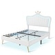 preview thumbnail 20 of 68, Upholstered Bed LED Frame Modern Upholstered Princess Bed w/ Crown Headboard and Metal Legs, Cute Kids Platform Bed/ Noise-Free