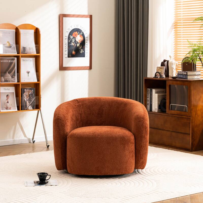 Mid-Century Modern Accent Chair, Soft Padded Single Sofa - Caramel