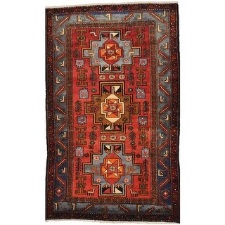 HERAT ORIENTAL Persian Hand-knotted Tribal Geometric Hamadan Wool Rug ...