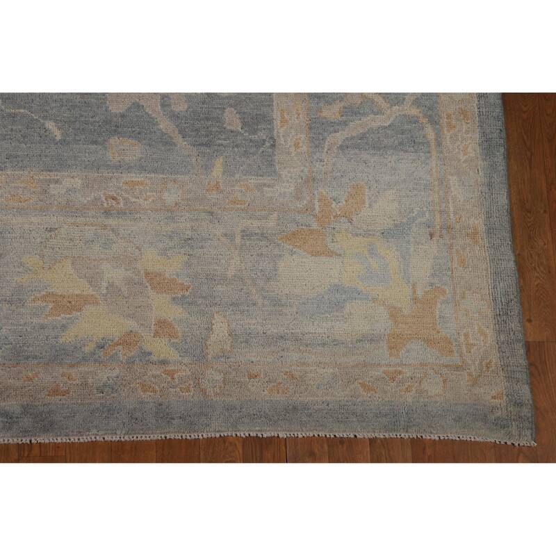 Hand Knotted Oriental 100% Wool Carpet Transitional All-Over Greys & Charcoal Oushak Area Rug - 11' 7'' X 8' 5''