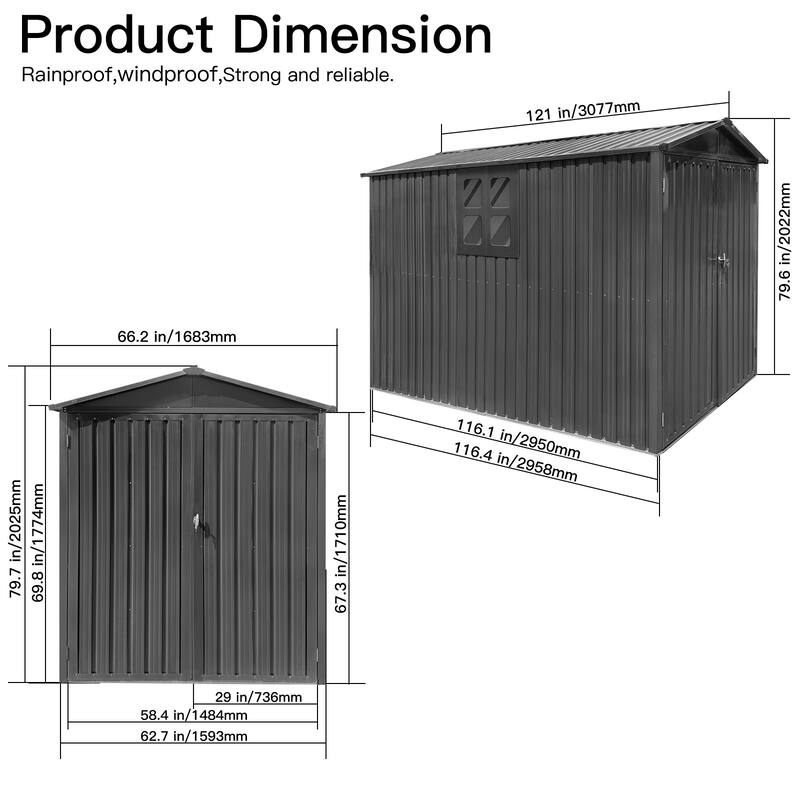 Outdoor Steel Storage Shed With Window ,Metal Garden Sheds