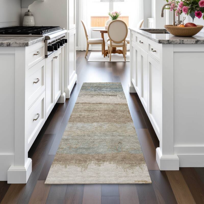 Machine Washable Indoor/Outdoor Watercolor Ombre Chantille Rug