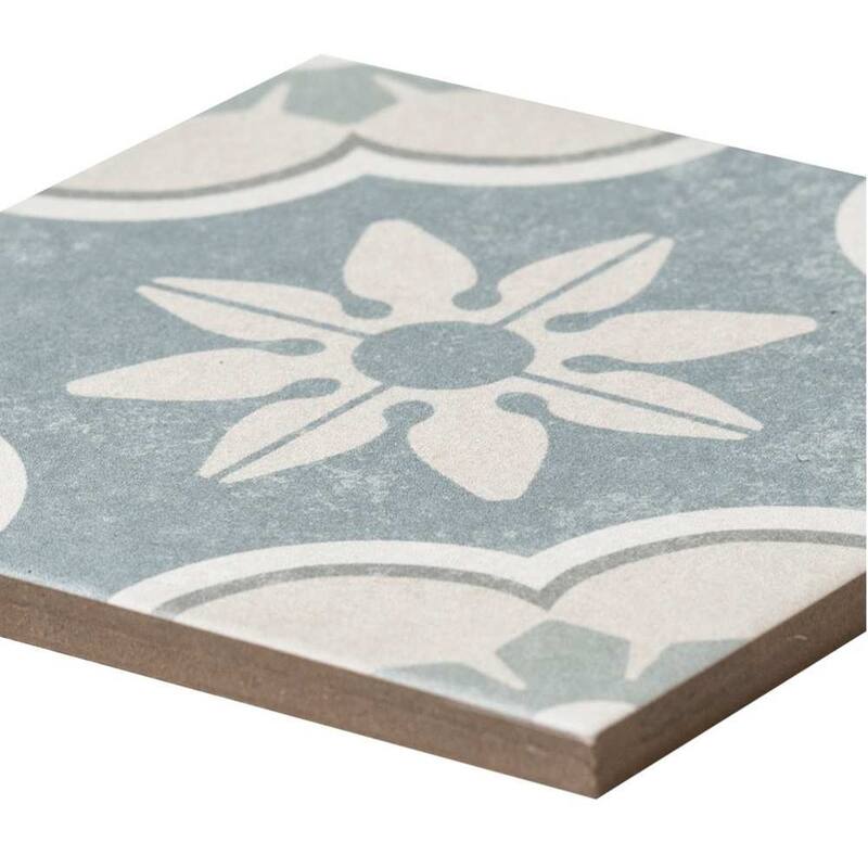 The Tile Life Oheka 6x6 Montauk Blue Matte Porcelain Patterned Floor & Wall Tile