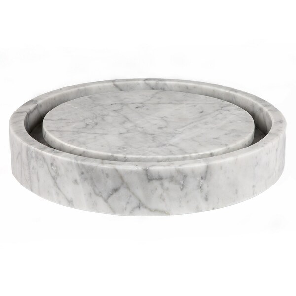 Eden Bath Round Infinity Pool Sink - White Carrara Marble