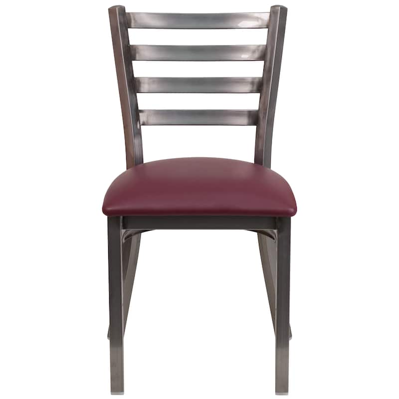 Clear Coated Ladder Back Metal Restaurant Chair - 16.5"W x 17"D x 32.25"H - 16.5"W x 17"D x 32.25"H