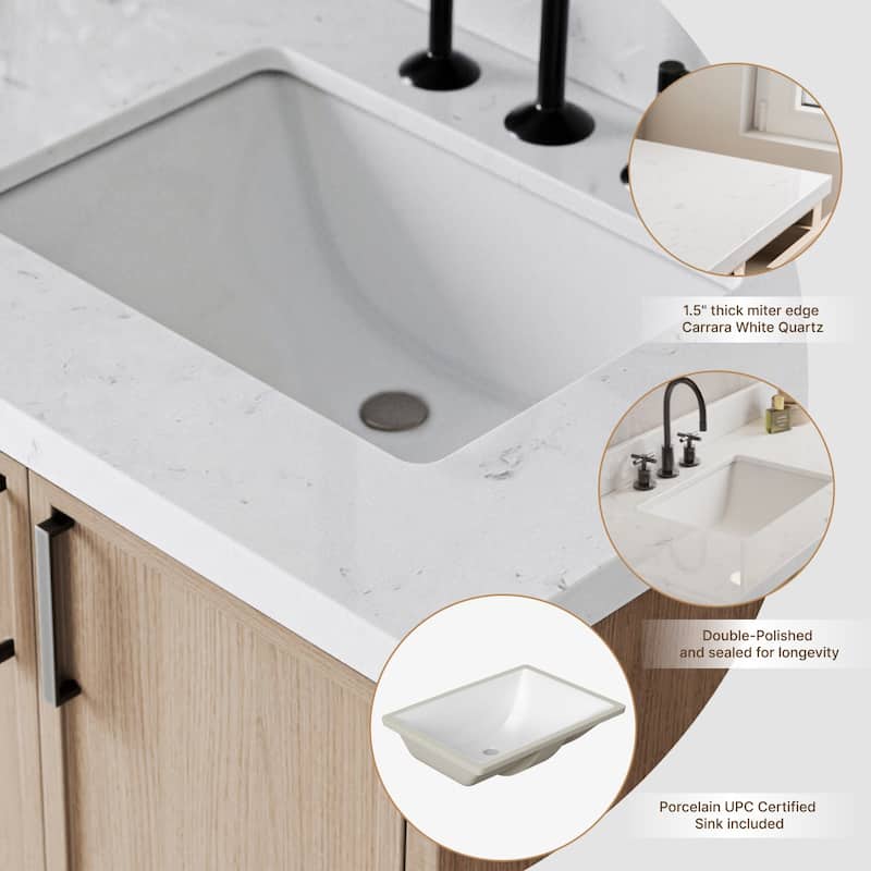 Ariel K72DCQRVO Kelly 72-1/4" Free Standing Double Basin Vanity Set