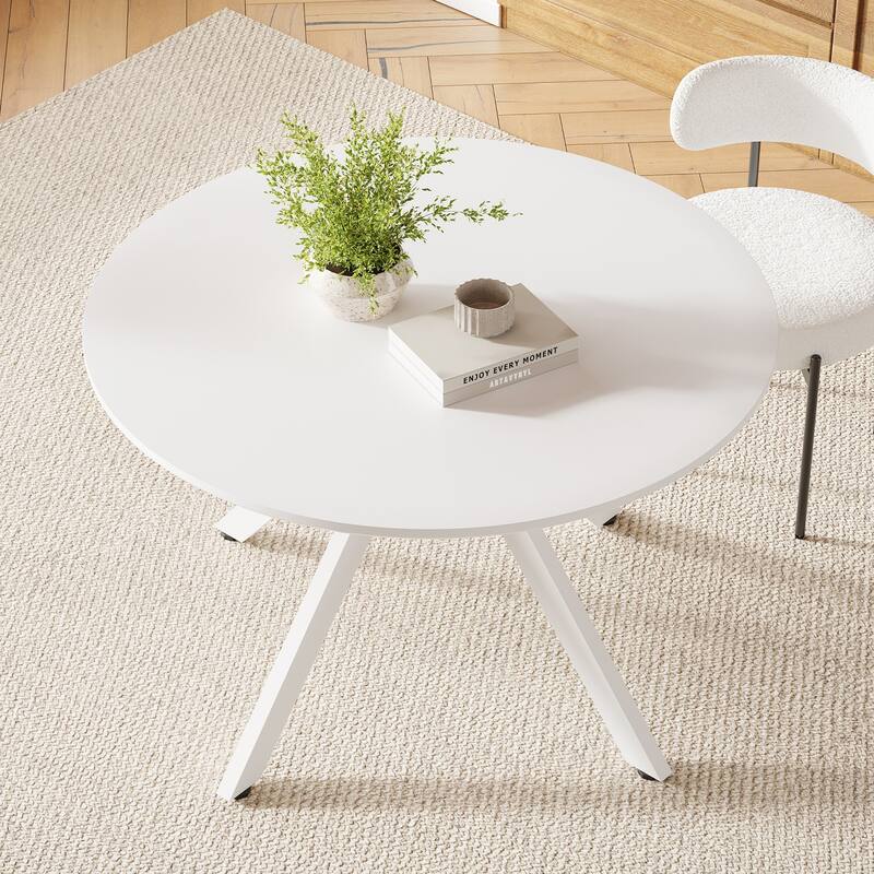 47.2" Solid Wood Round Dining Kitchen Table for 4-6 People with Intersecting Pedestal Base