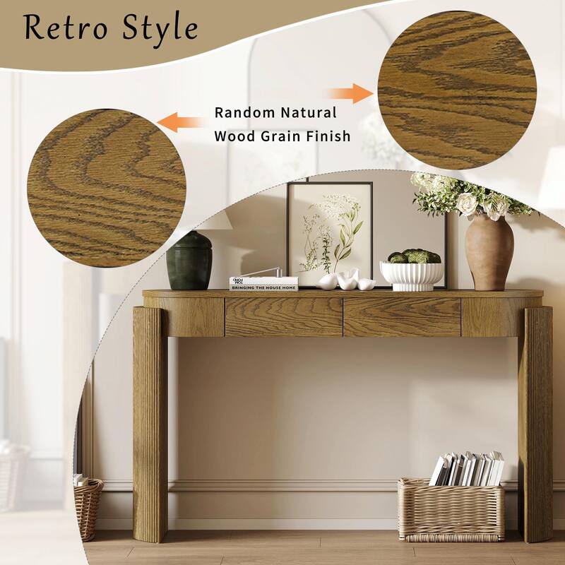 Entryway Table with Natural Wood Grain Finish