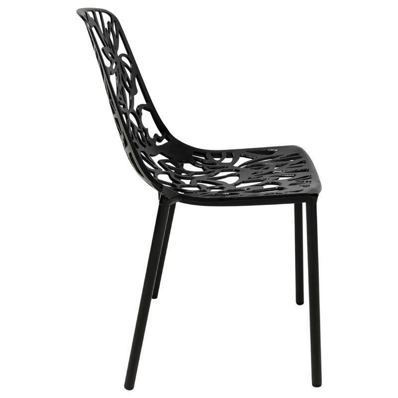 Devon Aluminum Floral Cutout Stackable Dining Chair for Dining Room, Patio, or Garden