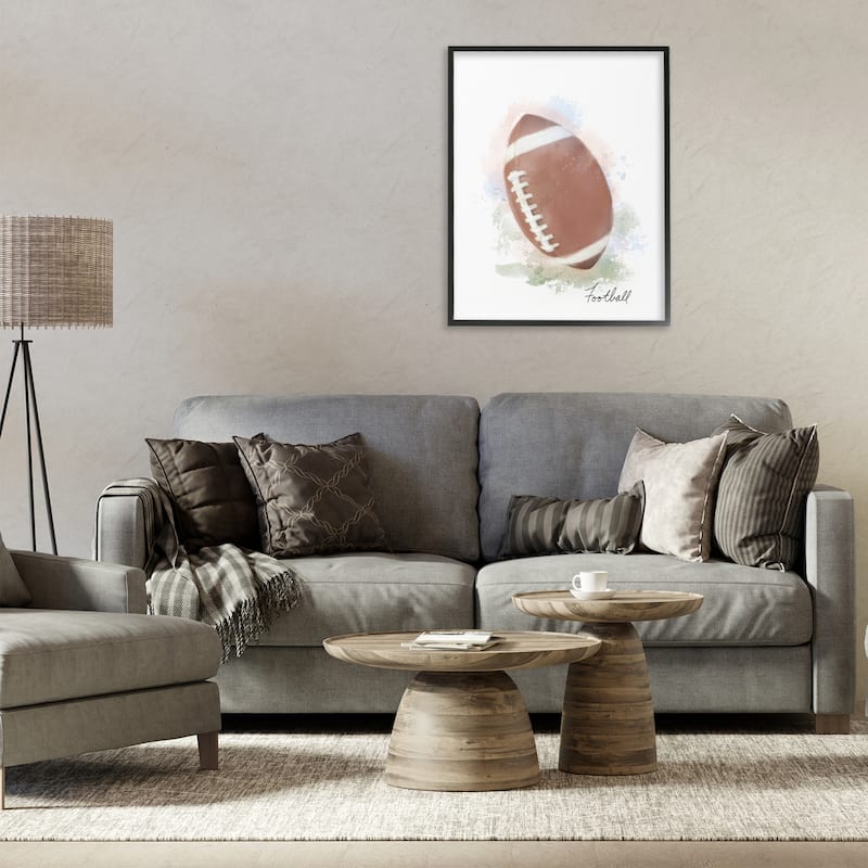 Stupell Soft Pastel Football Framed Giclee Art Design By Matthew Piotrowicz