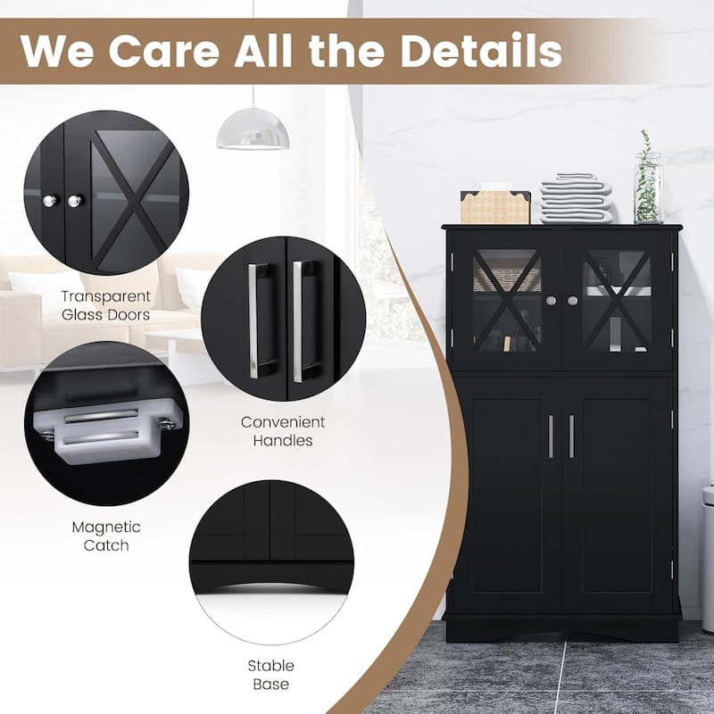 Bathroom Storage Cabinet with Doors and Adjustable Shelves