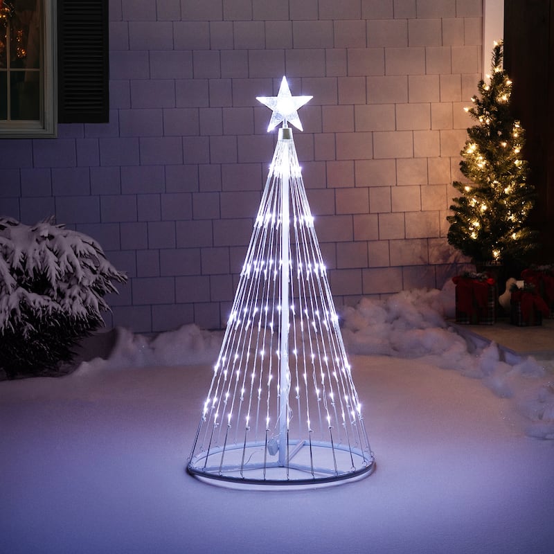 LED Lighted Show Cone Outdoor Christmas Tree - 4' - Pure White