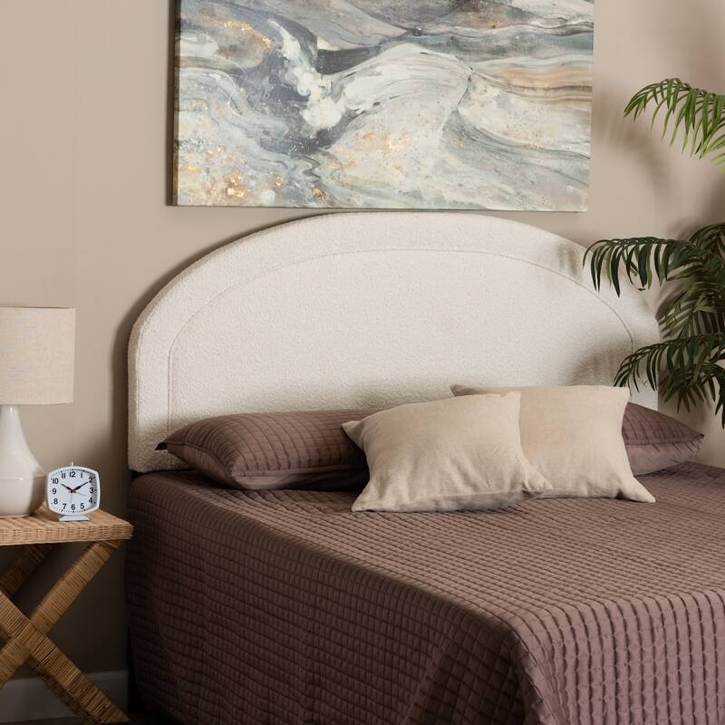 Fiana Modern Cream Boucle Fabric Queen Size Headboard