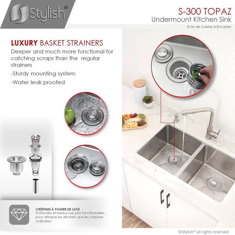 28"L x 18"W Stainless Steel Double Basin Undermount Kitchen Sink with Grids and Strainers