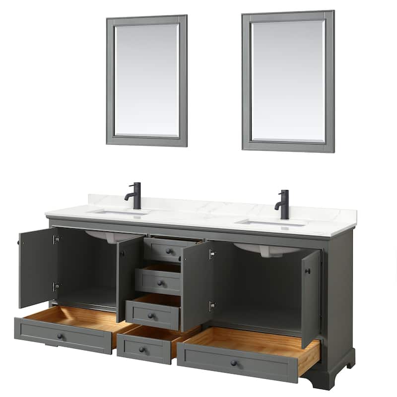 Deborah 80-inch Double Vanity, Quartz Top, 24-inch Mirrors