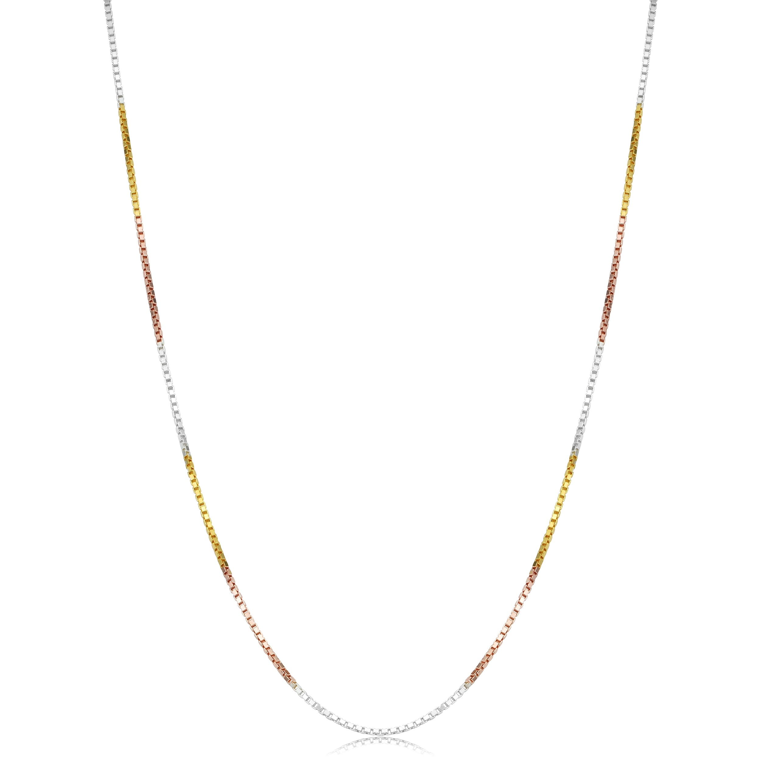 Au Naturale Tricolor Gold over Sterling Silver Box Chain Pendant Necklace