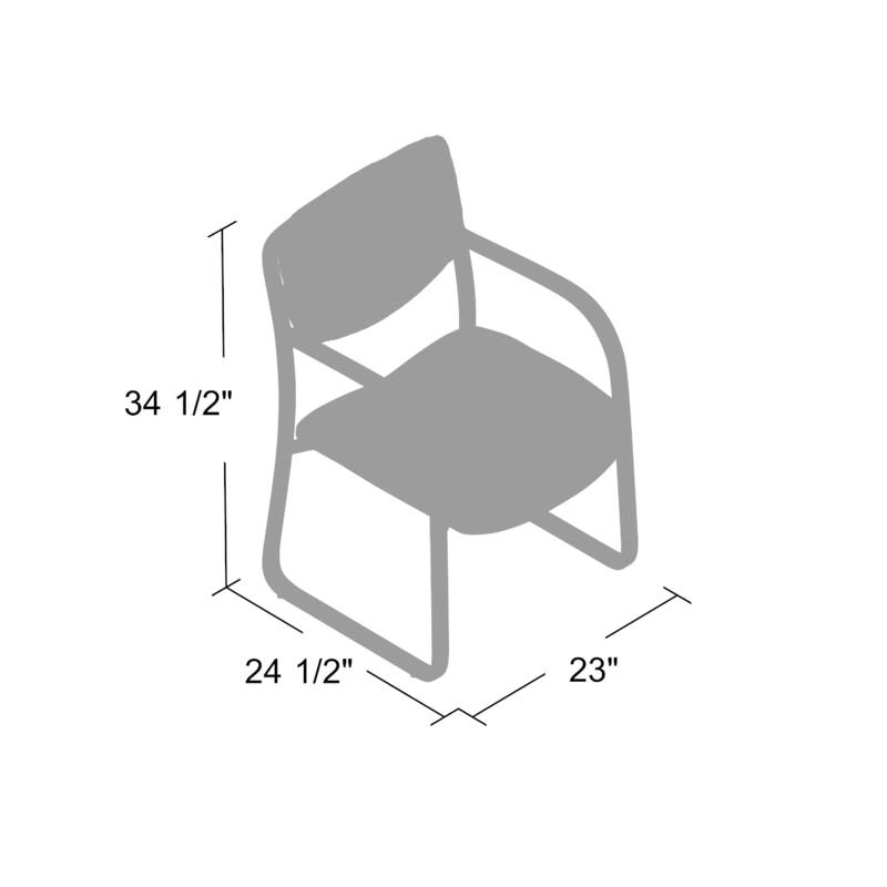 Kate Guest Armchair with Sled Base, Steel Frame, Beige Faux Leather