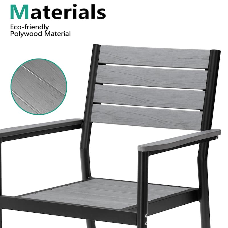 VredHom Outdoor Patio Aluminum Stackable Dining Chairs with Armrest