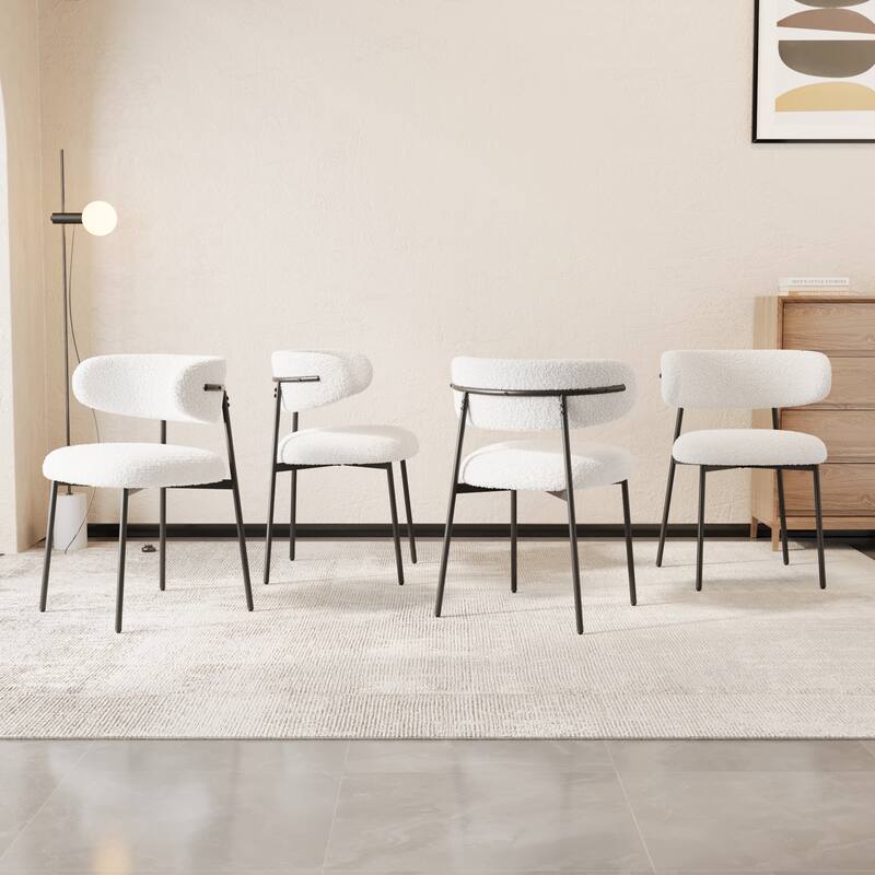 Modern Teddy Velvet 4 Piece Kitchen Dining Chair Set with Cushions, Metal Legs for Dining Room Kitchen Living Room Bedroom