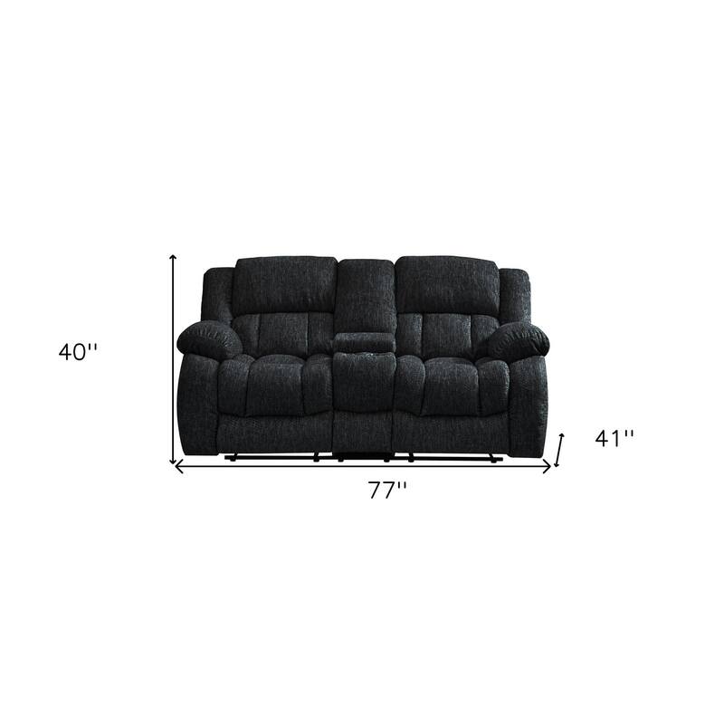77" Black Manual Reclining Loveseat With Storage