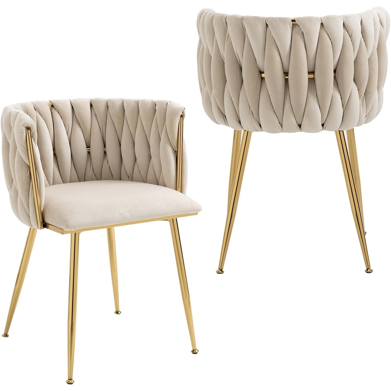 Modern Velvet Dining Chairs Set of 2 with Gold Metal Legs, Elegant Accent Chairs for Living Room, Dining Room, Kitchen