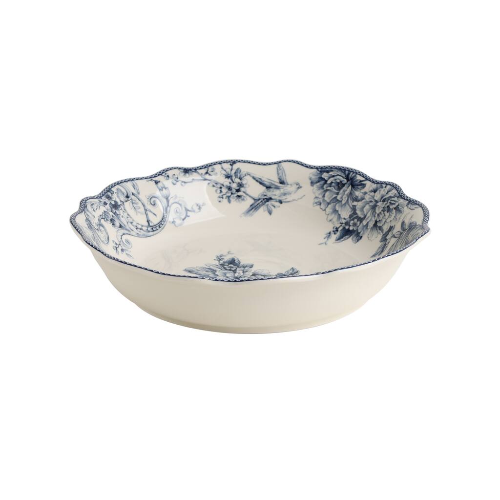 222 Fifth Adelaide Blue 12.6" Extra Large Porcelain Serving Bowl, 106.5 oz