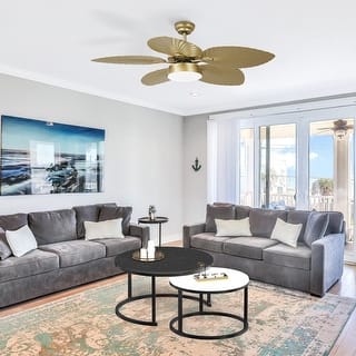 Moasis 52" Palm Leaf Tropical Style Ceiling Fan LED Light with Remote