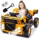 preview thumbnail 1 of 6, Ride On Dump Truck For Kids, 12V Ride On Car With LED Lights, Electric Dump Bed And Extra Shovel, Music Player Yellow - Assembly Required - 2-4 Years