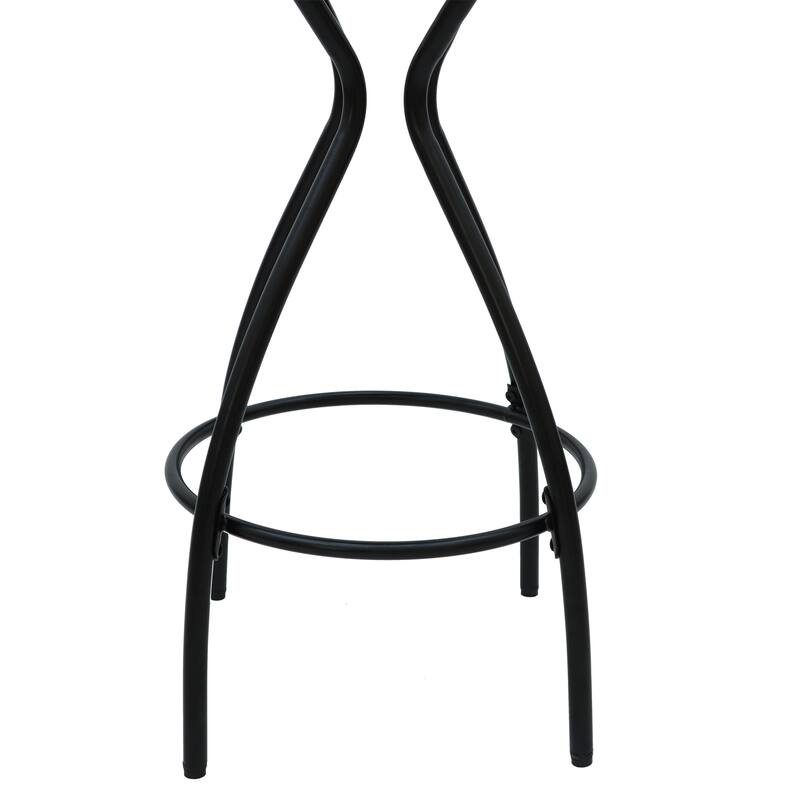 29" Upholstered Round Bar Stools w/ Footrest, Counter Height, Set of 2