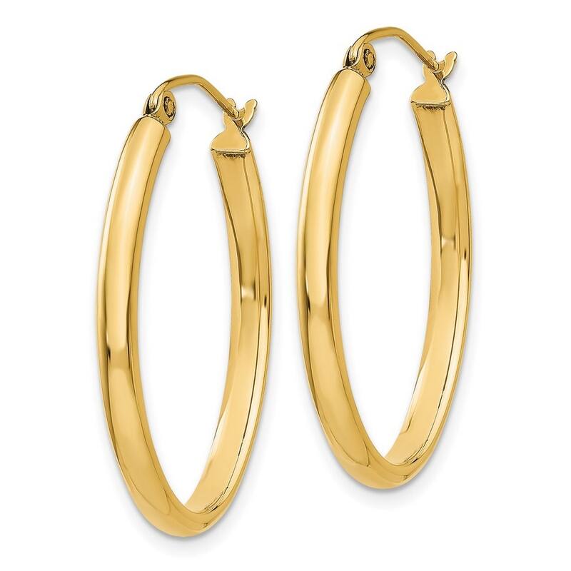 Curata 14k Yellow Gold Polished 21.5x3mm Oval Hoop Earrings