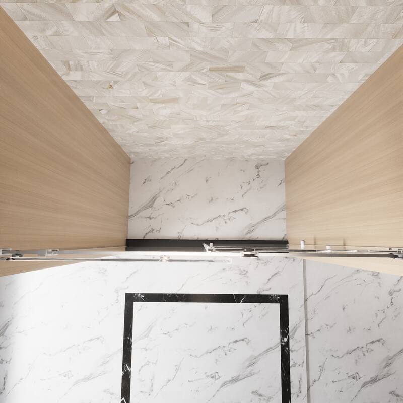GDFStudio - Rowan Frameless Single-Sliding Shower Door for Tall Modern Bath Layouts - 60 "W x 76" H