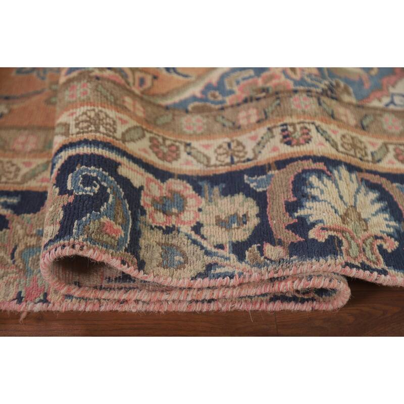 Hand Knotted Oriental 100% Wool Carpet Traditional Floral Oranges & Rust Mashad Area Rug - 9' 1'' X 5' 10''