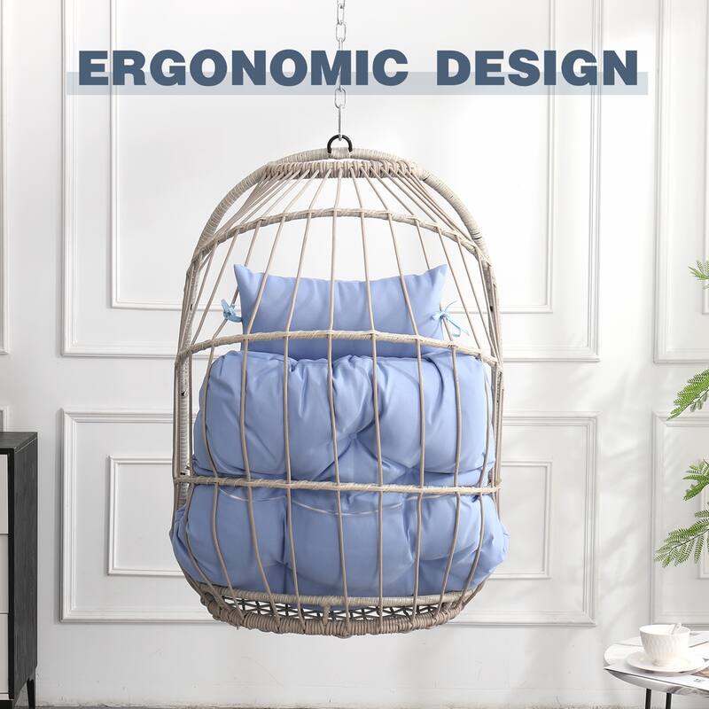 Outdoor Rattan Egg Swing Chair with Comfortable Seating and Durable PE Wicker for Relaxation