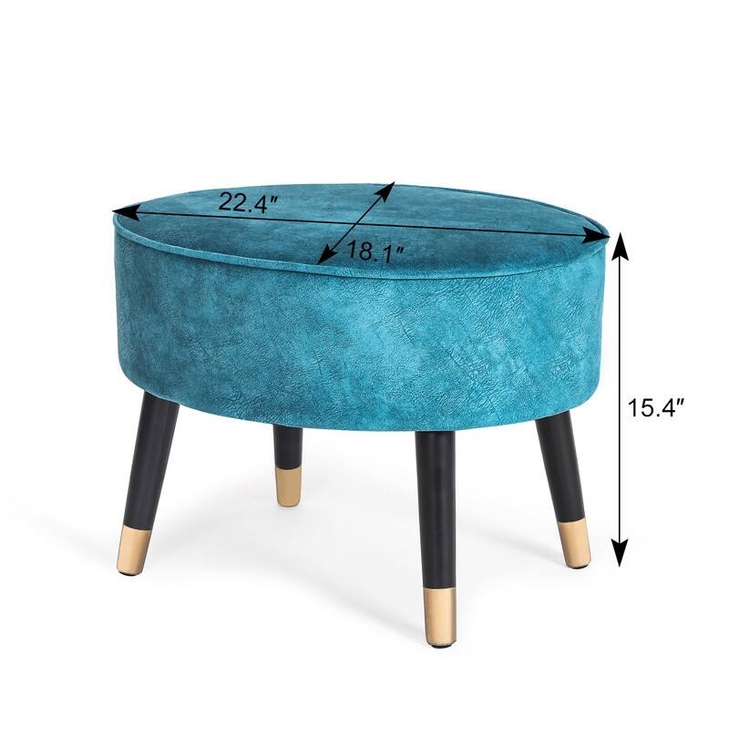 Adeco Ottoman Foot Stool Rest Oval Home Vanity Bench