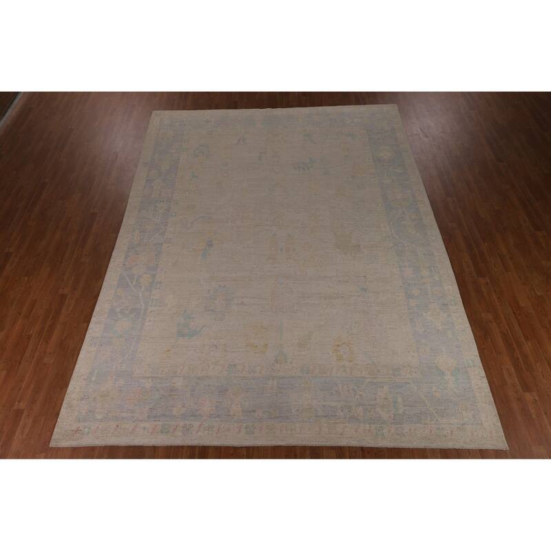 Earth Tone Oushak Turkish Large Rug Handmade Wool Carpet - 10'0"x 13'6"