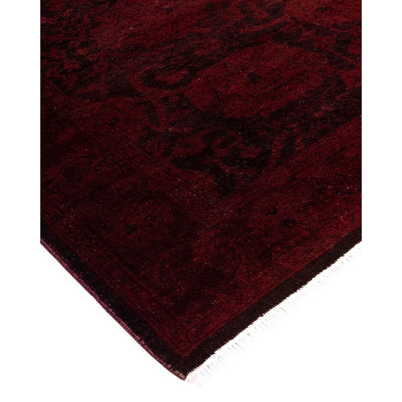 Overton Hand Knotted Wool Vintage Inspired Modern Contemporary Overdyed Brown Runner Rug - 2' 7" x 16' 4"