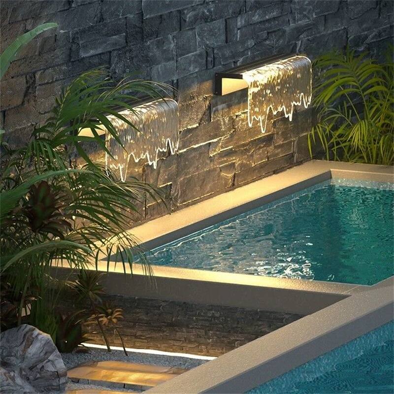 Indoor & Outdoor Wall Lamp, Acrylic Waterfall Outdoor Wall Light - White