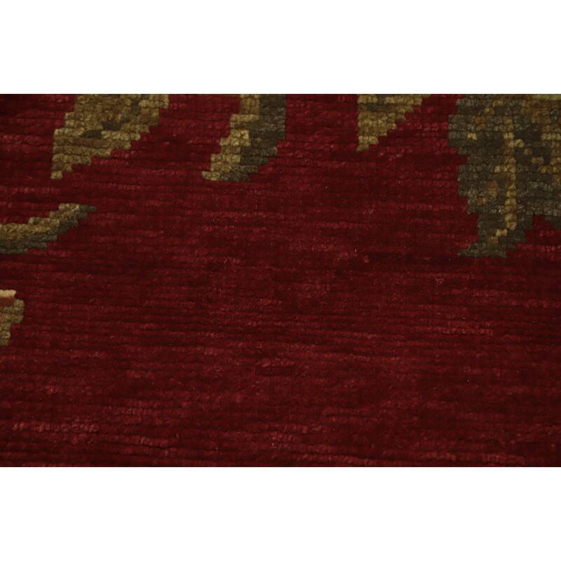 Red Floral Indian Area Rug 6x10 - 10' 1'' X 6' 5''