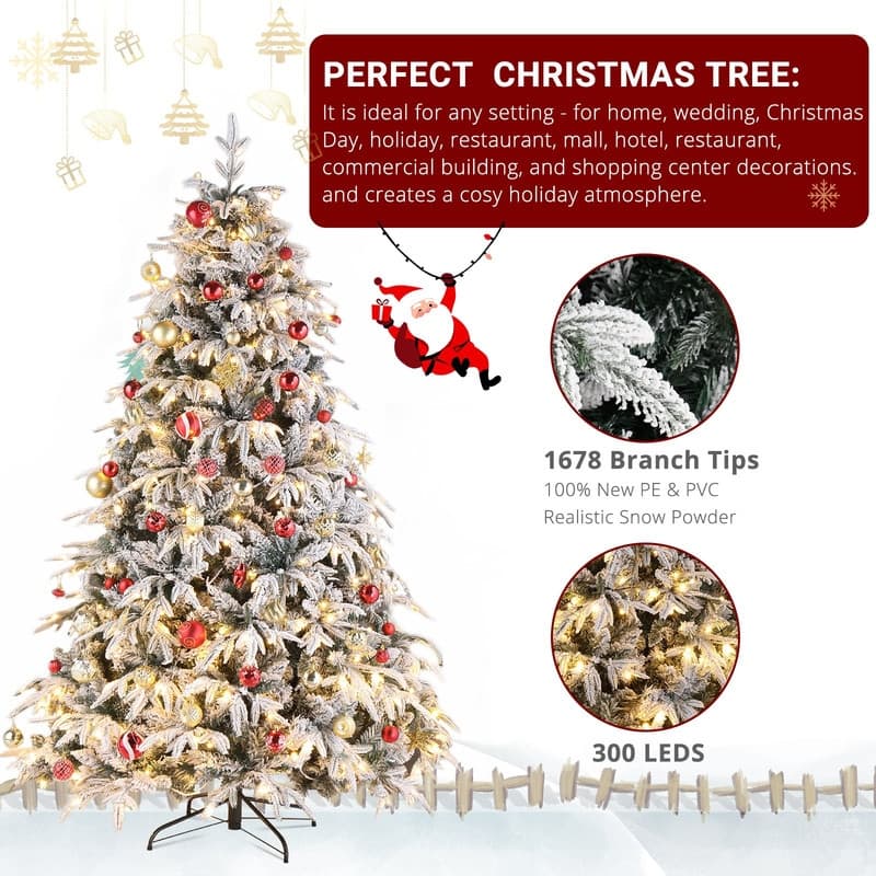 7ft 1687 Branches 450 Lights Warm Color 8 Modes Christmas Tree - N/A