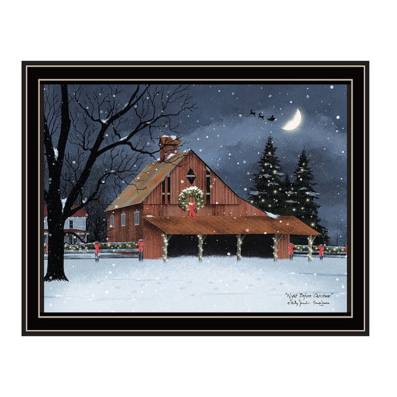 HomeRoots Night Before Christmas Black Framed Wall Art