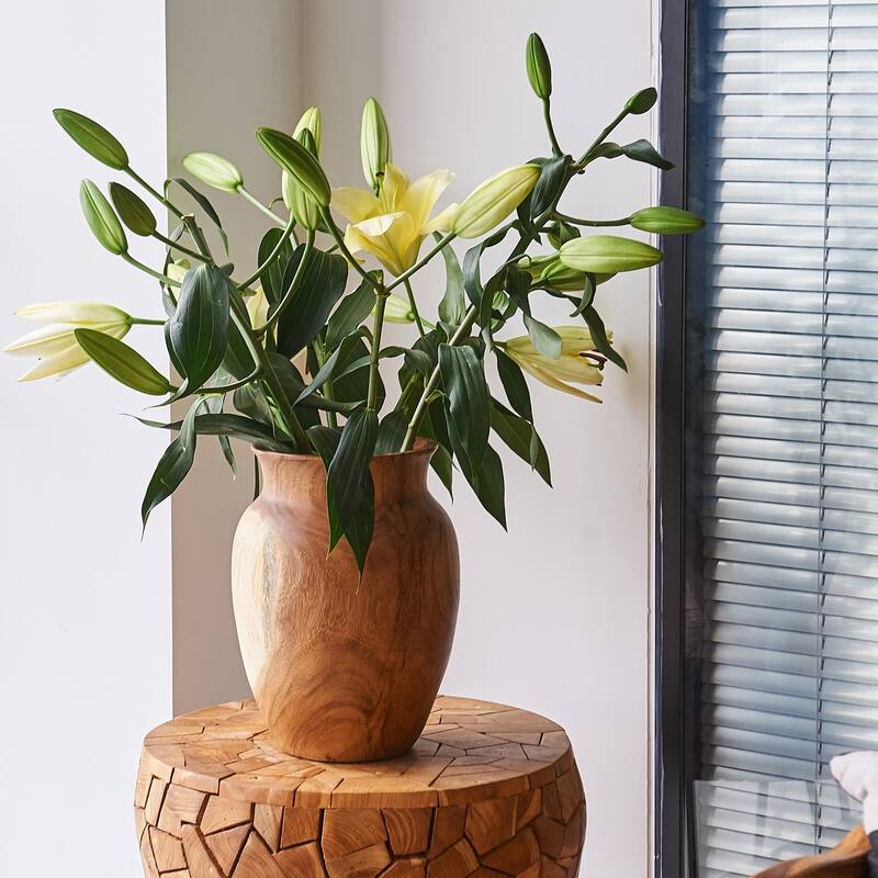 Home Soft Things Guci Vase Tegal Vase Rustic Farmhouse Suar Wood Vase