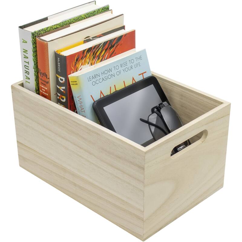 Unfinished wood crates, Organizer bins, Wooden box, Cabinet containers - 2Pk