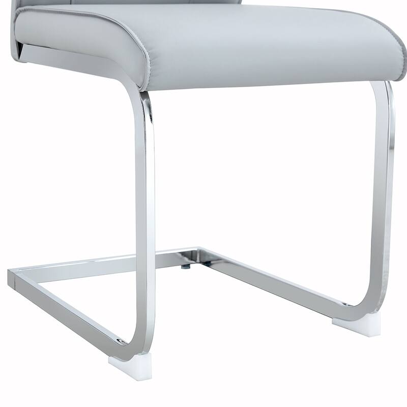 2PCS PU Meterial Dining Chairs With Metal Legs